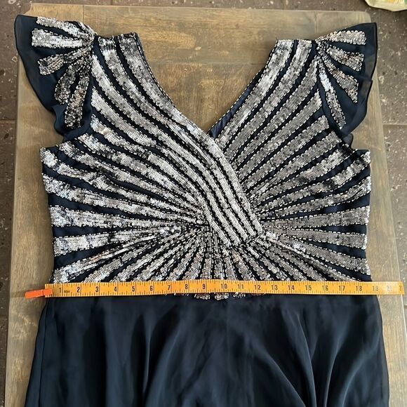 NWT J Kara Women's Plus Size Beaded Maxi Navy Mercury Dress Sz- 16P - Picture 3 of 15